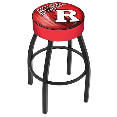 Holland Bar Stool Co 30" 4" Rutgers Cushion Seat, Blk Wrinkle Base Swivel Bar Stool L8B130Rutger-D2